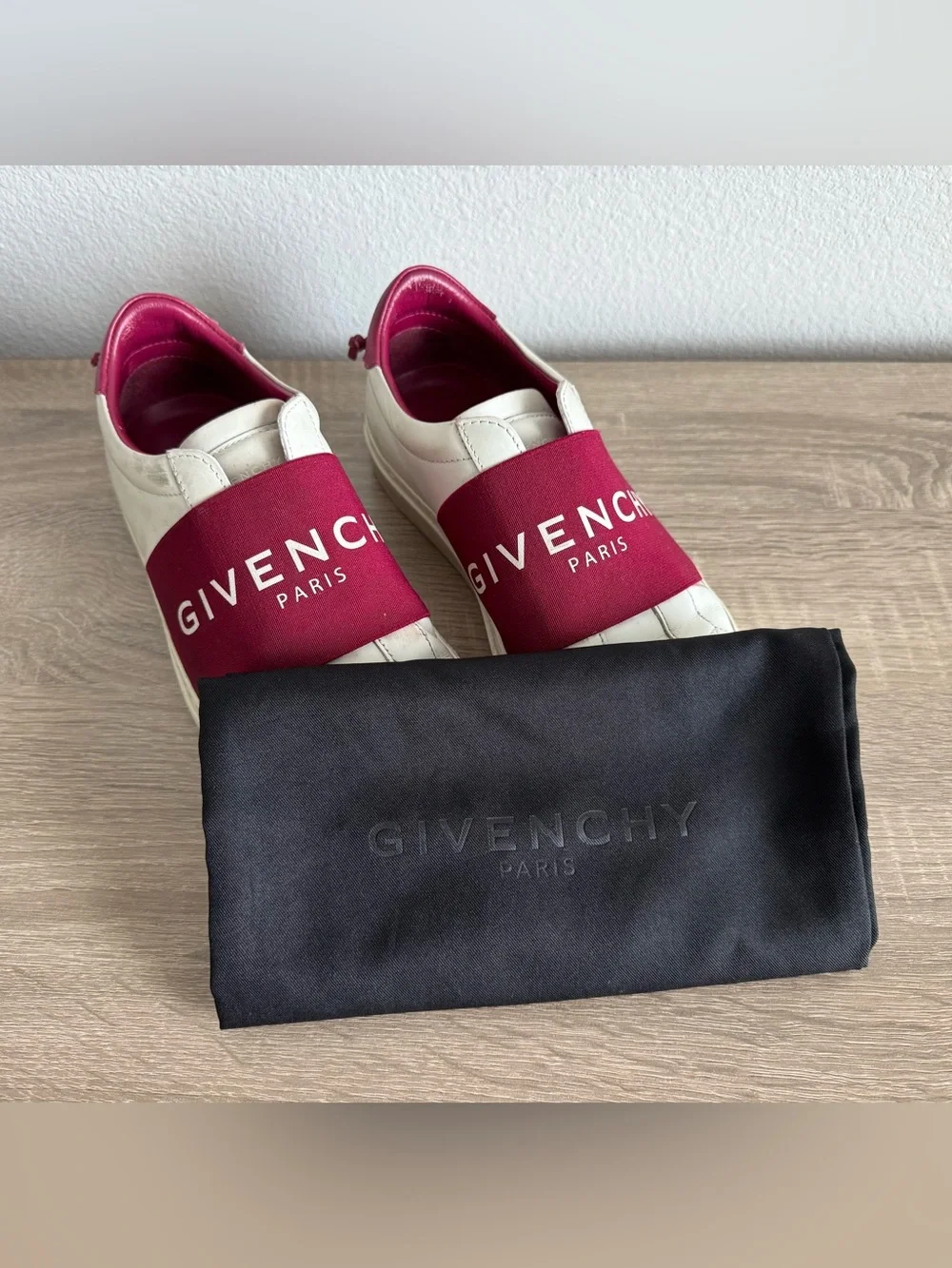 Givenchy women White Sneakers with Red Logo Strap